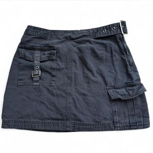 Forever 21 Dark Grey Cargo Mini Skirt with Buckles - Size Small